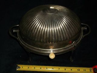 Fine C1880 Atkin Bros Silver Plate Revolving Dome Breakfast Dish Soup Tureen