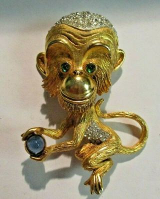 Vintage Unmarked Pauline Rader Monkey Chatty Chimp Pin
