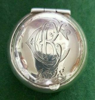 Antique Sterling Silver Pill Or Snuff Box,  Birmingham 1896 Made By A & S