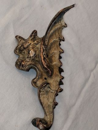 Antique Winged Griffin Gargoyle Mythical Monster Bronze Architectural Salvage