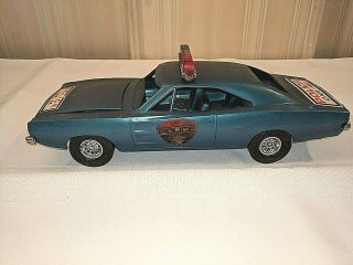 Vintage Processed Plastic Co.  1969 Dodge Charger Police Car Blue With Engine