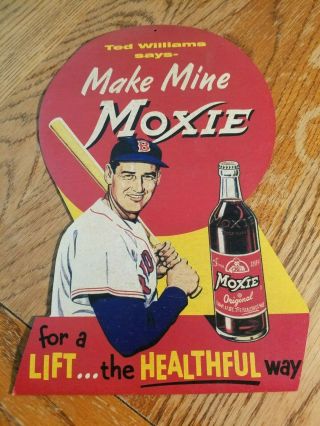 Vintage 1950s Ted Williams Moxie Cola Store Display Sign Boston Red Sox Baseball