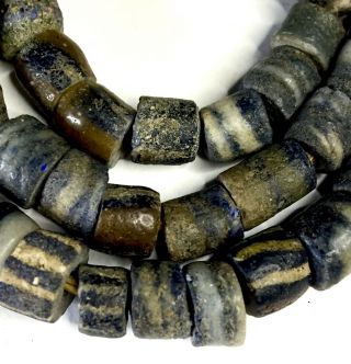Strand Older African Sandcast Powder Glass Beads From Ghana Krobo Tribal Africa