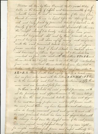 Handwritten 1790 Waterboro Maine Deed,  Waters - Roberts Family
