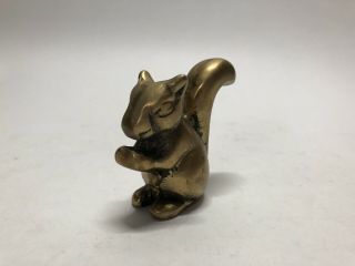 Vintage Solid Brass Squirrel Figurine Paperweight Office Desk Decor Mcm Small