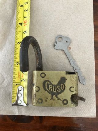 Vintage Cruso Brass Padlock W/key
