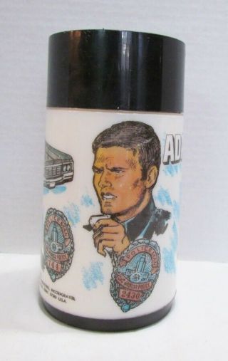 ADAM - 12 PLASTIC THERMOS BOTTLE for LUNCHBOX by ALADDIN 1972 TV COP POLICE SHOW 2