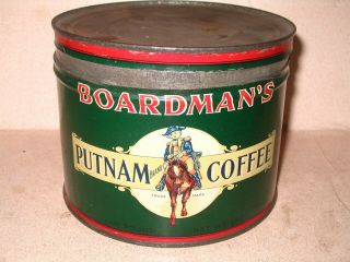 Boardman Putnam Coffee Litho 1lb Keywind Coffee Tin Hartford Ct Colonial Soldier