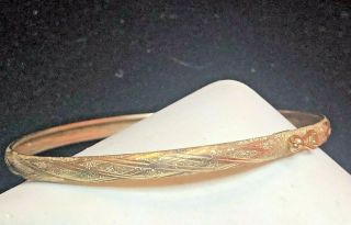 Vintage Estate 10k Gold Bangle Bracelet Designer Signed Jjt Textured Etched
