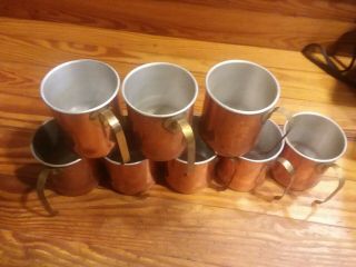 Vintage Coppercraft Guild Copper Moscow Mule Mugs Cups Brass Handle Set Of 8