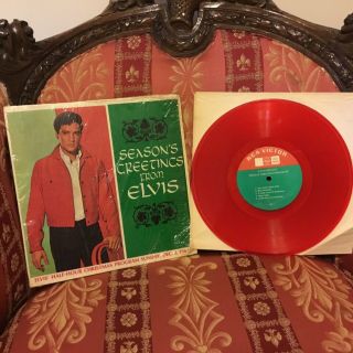 Seasons Greetings From Elvis Rca 10 Inch Red Vinyl Shrinkwrap Present 12/3/67