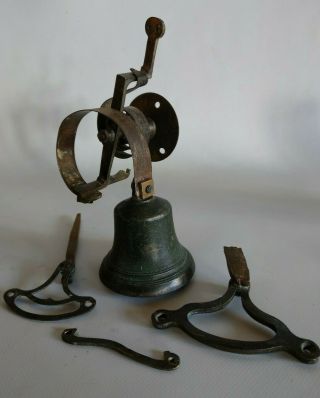Salvaged Antique Victorian Brass Door Bell Servants Bell & Cranks