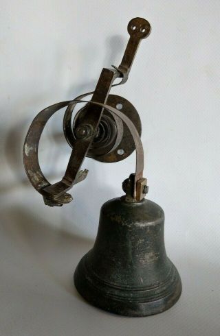 Salvaged Antique Victorian Brass Door Bell Servants Bell & Cranks 3