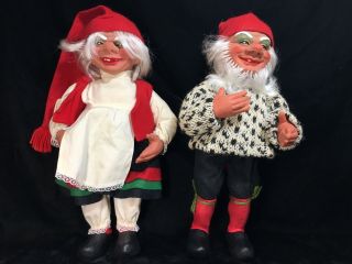 (2) Arne Hasle Norge 14” Christmas Elf Gnome Male/female Santa Dolls