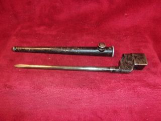 Ww2 British 303 Enfield Rifle Bayonet And Scabbard,  Spike Type