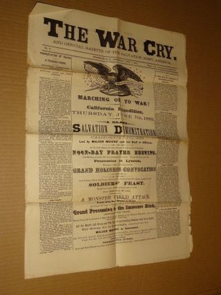 1883 Salvation Army War Cry Newspaper Marching Off To War California Expedition