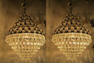 Antique Vnt French Huge Swarovski Crystal Chandelier Lamp 1960 