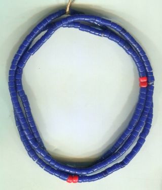 African Trade Beads Vintage Bohemian Czech Glass Old Cobalt Blue Tile Beads