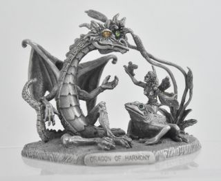Rawcliffe Dragon Of Harmony Pewter Figurine 2001 Usa Metal Fairy Frog Pixie Elf