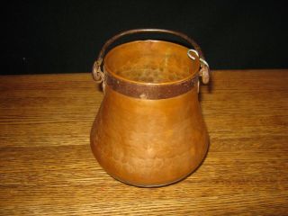 Vintage Small Copper Pot Cauldron Kettle With Handle