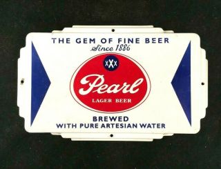 Vintag Pearl Lager Beer Door Push Pull Deco Rare Old Advertising Sign Breweriana