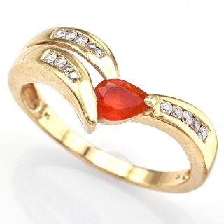 Vintage 14k Yellow Gold Fire Opal & Diamond Band Ring Size 8.  5 H/i