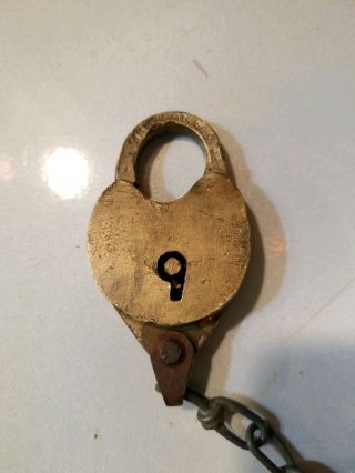Old Vtg Collectible J.  H.  W.  Climax Co.  Padlock Lock Brass Made In Usa Newark,  Nj