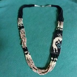 Santo Domingo Necklace Turquoise Onyx Sterling Silver Vintage Long Bead Necklace