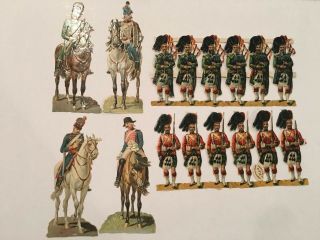 Victorian Raphael Tuck Sons Die Cut Scraps 2 Half Sheets And 4 Large Soldiers