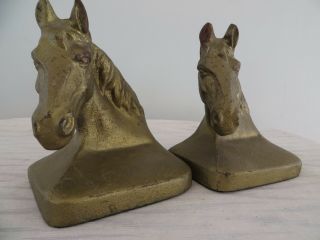 Vintage Cast Metal Iron Horse Head Bookends