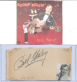 Bill Haley - Vintage 50s In Person Hand Signed Page With Image.  Rare Early Form