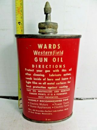 1930 - 50 ' s (3oz) VINTAGE WARDS (WESTERNFIELD) GUN OIL TIN CAN HANDY OILER LEAD TOP 3