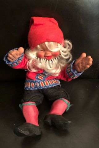 Vtg Norwegian Arne Hasle Askim Norge Pixie Elf Doll 12 " Latex Rubber Sweater