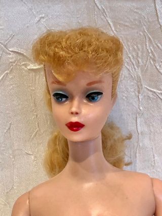 Early 1960s Vintage Blonde Barbie Doll In Bathing Suit 11.  5 "