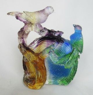 Art Glass Tittot Liuligongfang Bird On Tree Branch Slab Birds Sculpture Figurine