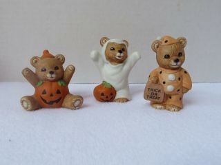Halloween Trick Or Treat Homco Teddy Bears Ceramic Figurines Cake Topper 2 " - 2 1/
