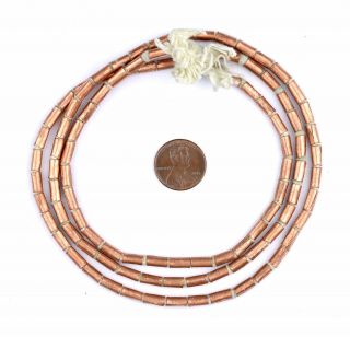 Ethiopian Copper Tube Beads 8x4mm African Large Hole 28 - 32 Inch Strand Handmade
