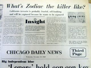 1969 Newspaper Wth Zodiac Killer,  Headline On Apollo 12 The Second Moon Landing
