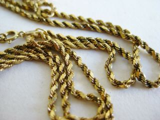 Fine Vintage 14k Yellow Gold Rope Twist Chain Link 20 " Long Necklace 2.  7g