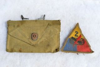 Us Wwii Medic Belt Pouch First Aid Packet U.  S.  Army & 2nd Armored Division Patch
