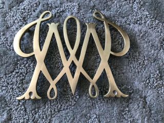 Virginia Metalcrafters William And Mary Brass Trivet Cypher (circa 1950)
