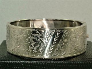 1885 Victorian Solid Sterling Silver Hinged Bangle Bracelet 26 G