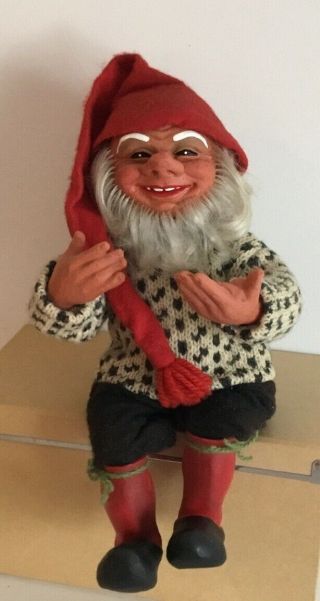 Vintage Arne Hasle 14” Poseable Gnome Elf Doll Male