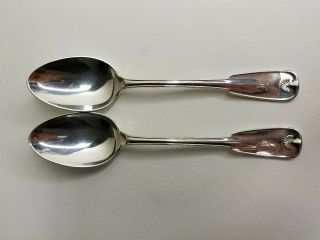 Pair Tiffany & Co.  Sterling Silver Tea Spoons Palm Pat C.  1871 Monogram