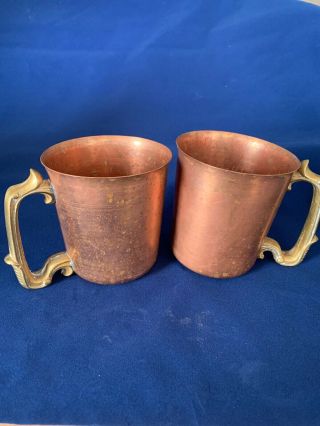 Vintage Copper & Brass Mugs; Beer Steins; Wmc W/ Lion Stamp
