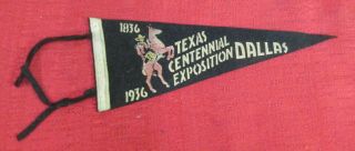 Pennant - Texas Centennial Exposition Dallas 1836 1936 - Vintage 10 " X 4 "