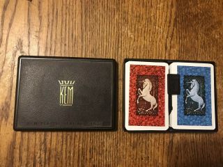 Vintage Kem Cards Unicorn Red & Blue Double Deck Complete & In Case
