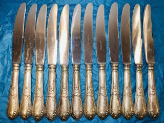12pc Silver Alloy Marked 800 Flatware W/floral Design 751g Inossidabile Knives