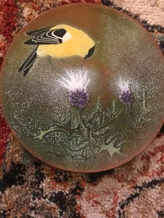 Brumm Enamel Plate Yellow American Goldfinch And Thistle 6”