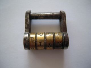 Antique French Brass Iron Letters Combination Padlock